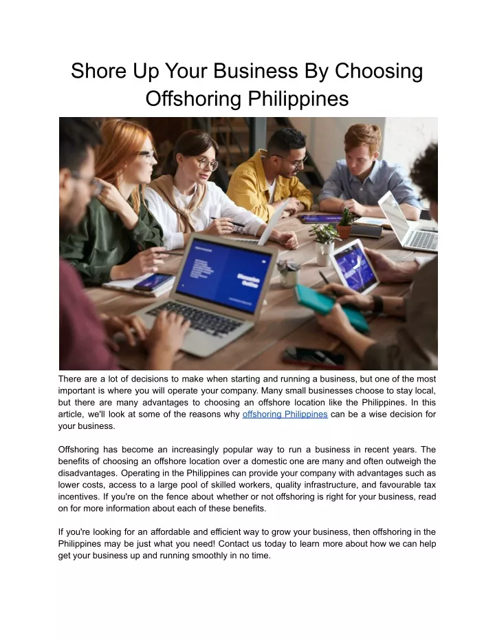 shore up your business by choosing offshoring