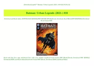 [Download] [epub]^^ Batman Urban Legends (2021-) #18 [K.I.N.D.L.E]