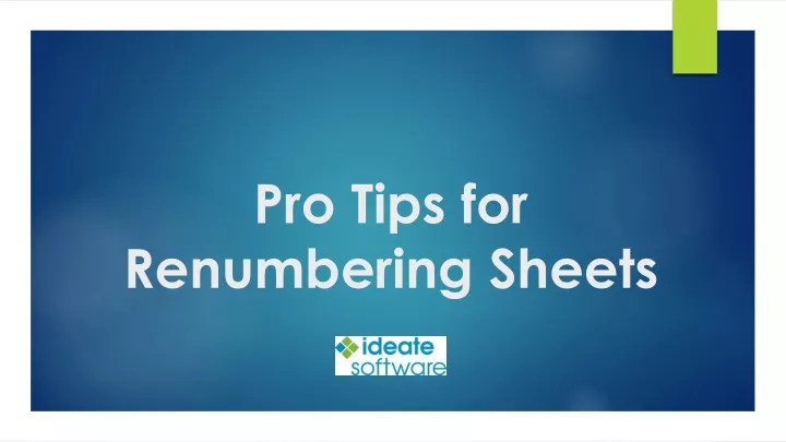 pro tips for renumbering sheets