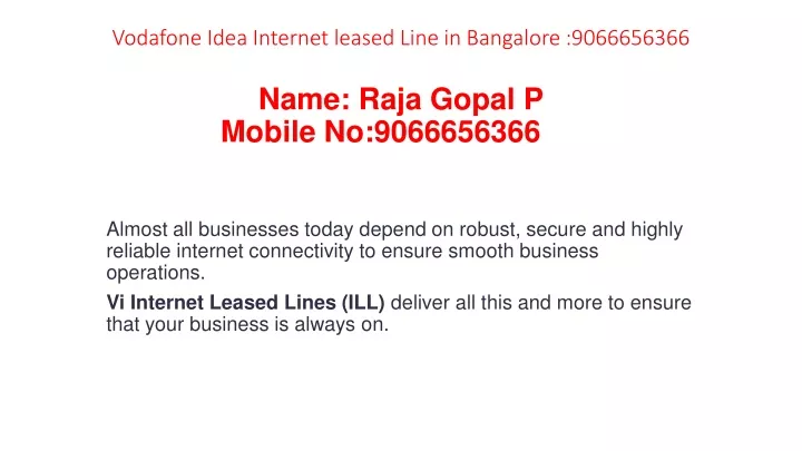 vodafone idea internet leased line in bangalore