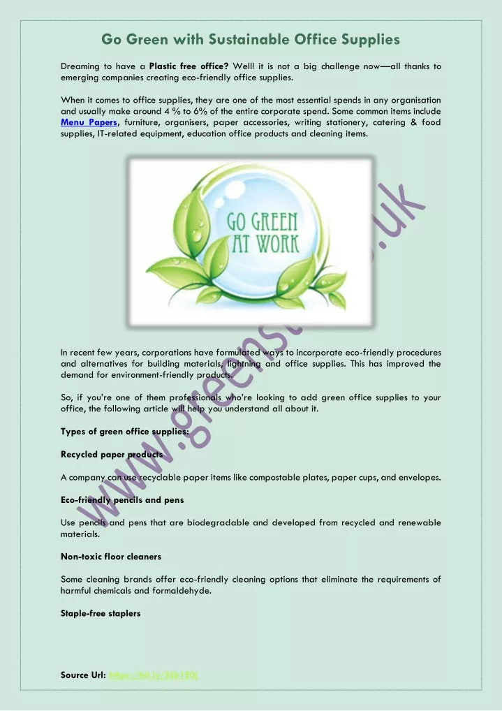 go green with sustainable office supplies