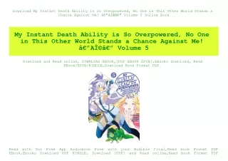 Download My Instant Death Ability is So Overpowered  No One in This Other World Stands a Chance Against Me! Ã¢Â€Â”AÃŽÂ©Ã