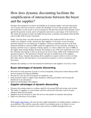 how does dynamic discounting facilitate