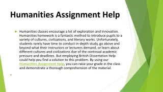 humanities assignment help