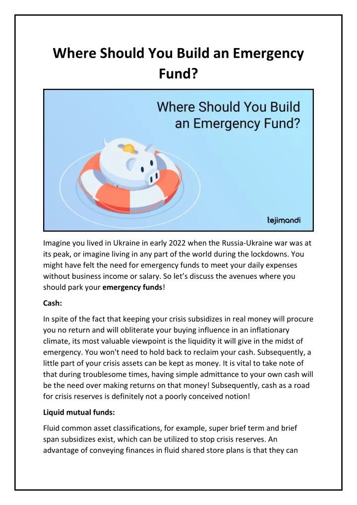 where should you build an emergency fund