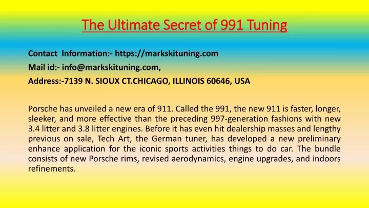 the ultimate secret of 991 tuning