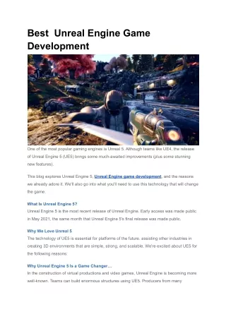 best unreal engine game development