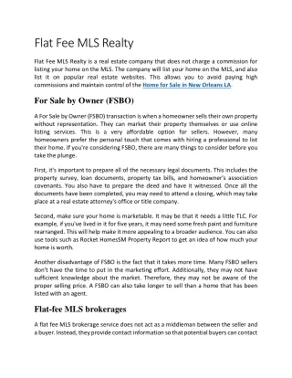 flat fee mls realty