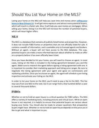 should you list your home on the mls