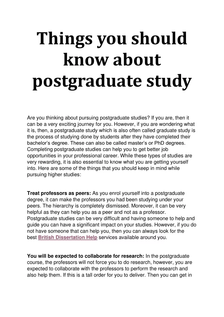 things you should know about postgraduate study