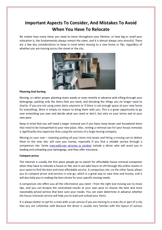 important aspects to consider and mistakes