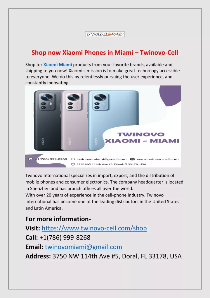 shop now xiaomi phones in miami twinovo cell