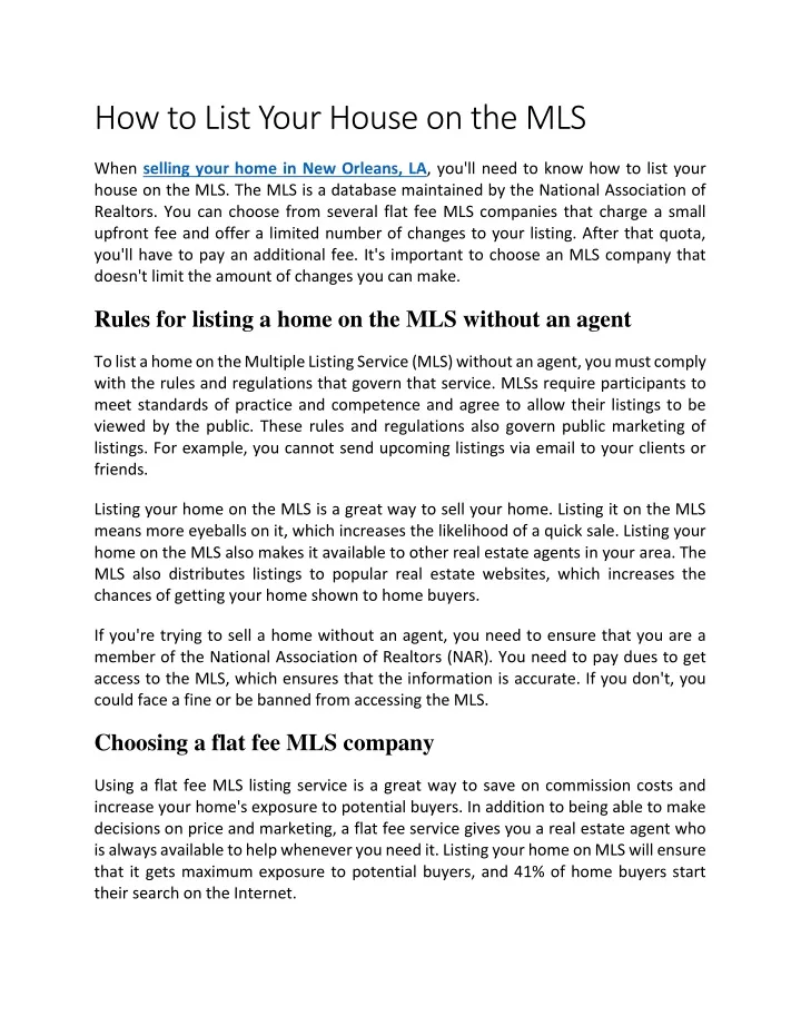 how to list your house on the mls