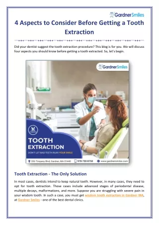 4 aspects to consider before getting a tooth
