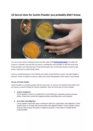 10 secret uses for cumin powder you probably didn