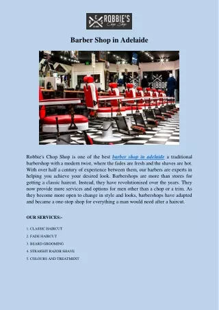 Barber Shop in Adelaide
