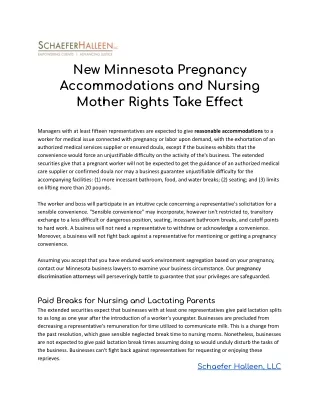 New Minnesota Pregnancy Accommodations and Nursing Mother Rights Take Effect