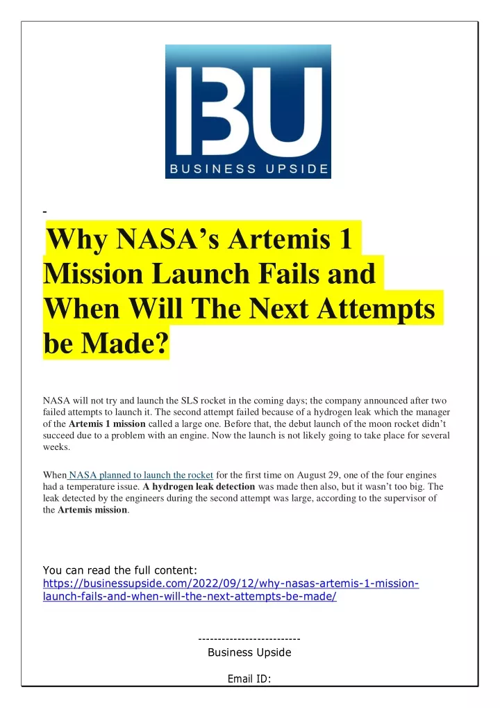 why nasa s artemis 1 mission launch fails