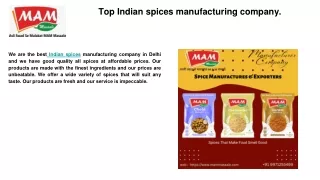 Top Indian spices manufacturing company.