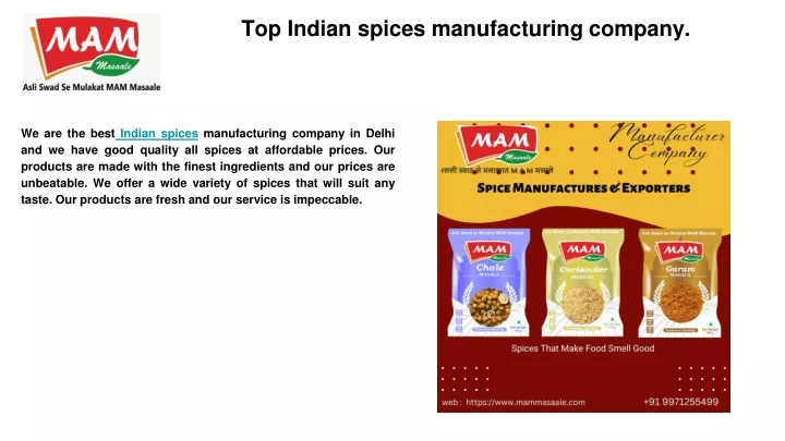 t op indian spices manufacturing company