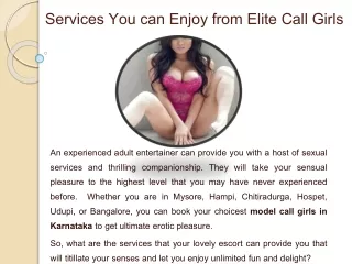services you can enjoy from elite call girls