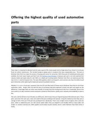 Offering the highest quality of used automotive parts