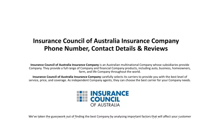 insurance council of australia insurance company phone number contact details reviews