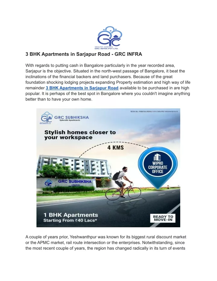 3 bhk apartments in sarjapur road grc infra