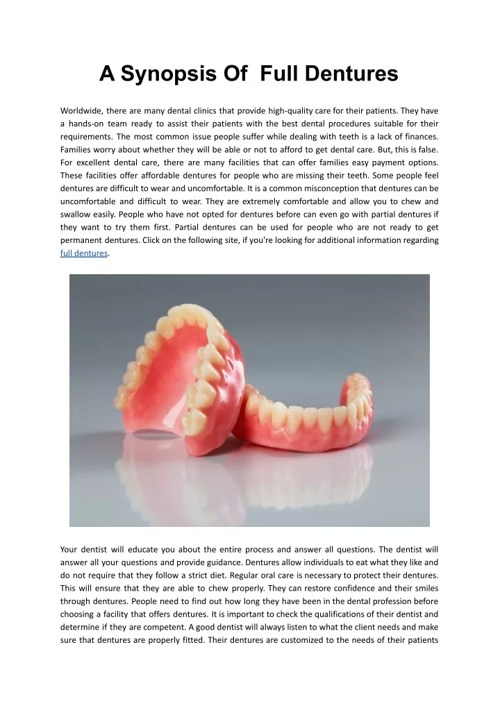 a synopsis of full dentures