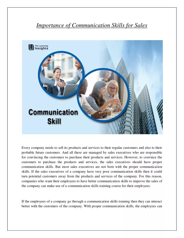 importance of communication skills for sales