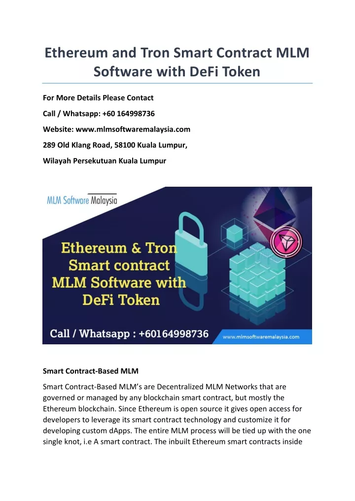 ethereum and tron smart contract mlm software