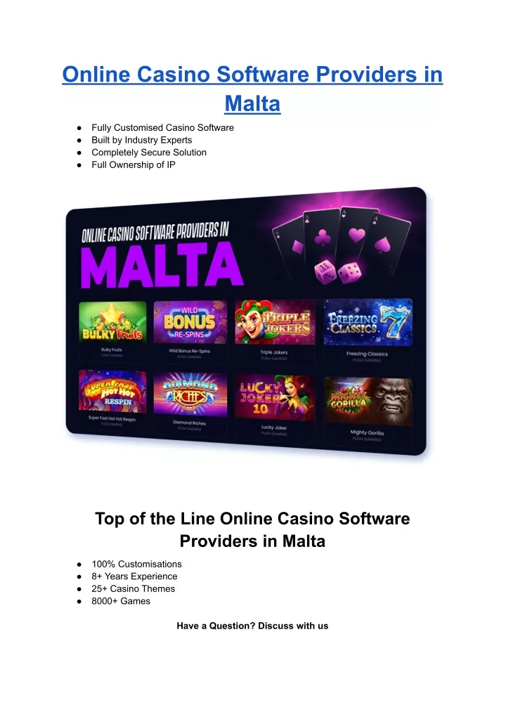 online casino software providers in malta