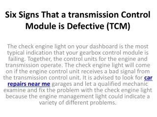 six signs that a transmission control module is defective tcm