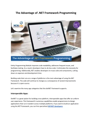 the advantage of net framework programming