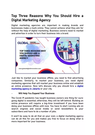 Top Three Reasons Why You Should Hire a Digital Marketing Agency