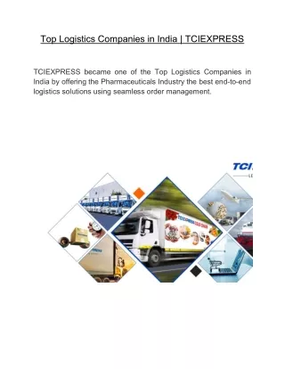 Top Logistics Companies in India  | TCIEXPRESS