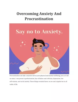 Overcoming Anxiety And Procrastination
