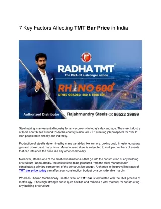 7 Key Factors Affecting TMT Price Bars in India