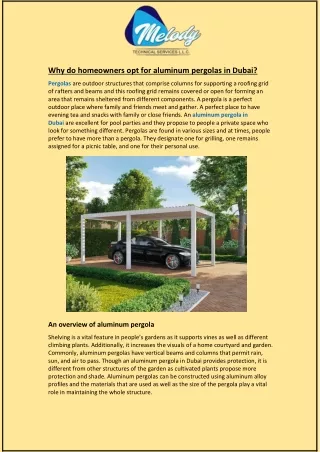 Why do homeowners opt for aluminum pergolas in Dubai?