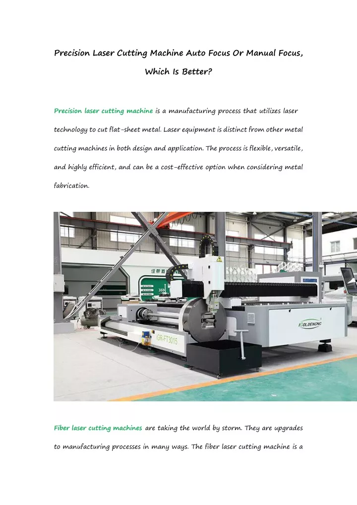 precision laser cutting machine auto focus