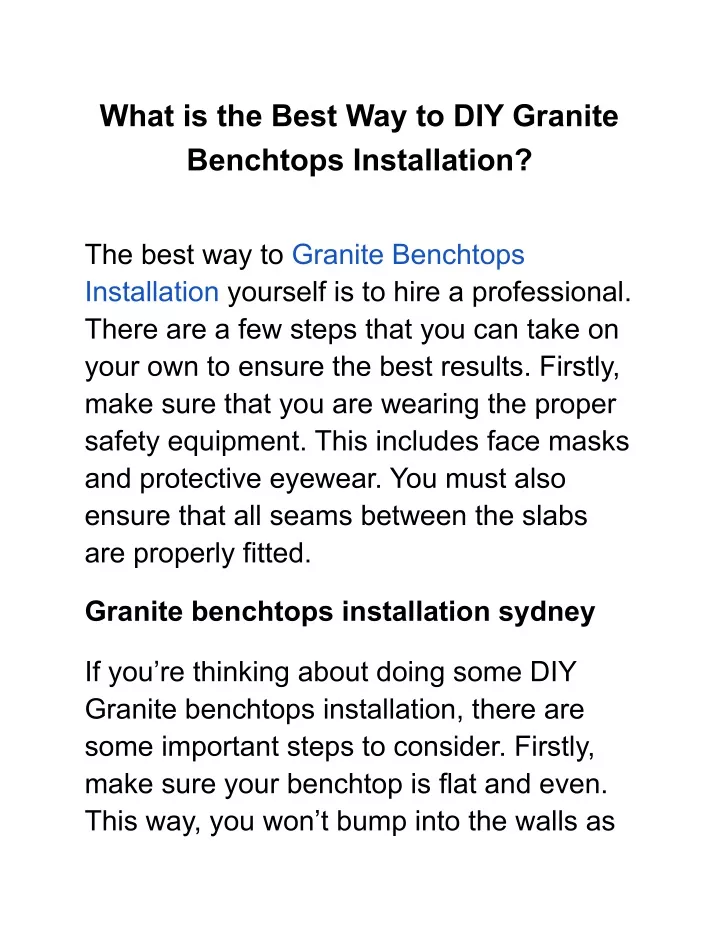 what is the best way to diy granite benchtops