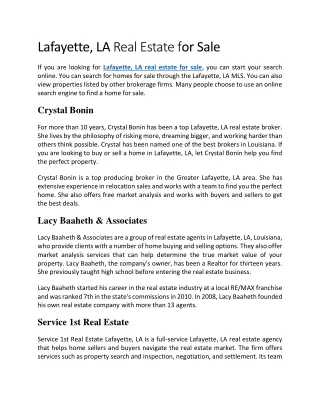 Lafayette, LA Real Estate for Sale