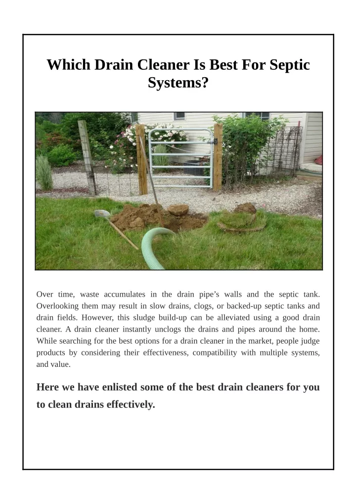 which drain cleaner is best for septic systems