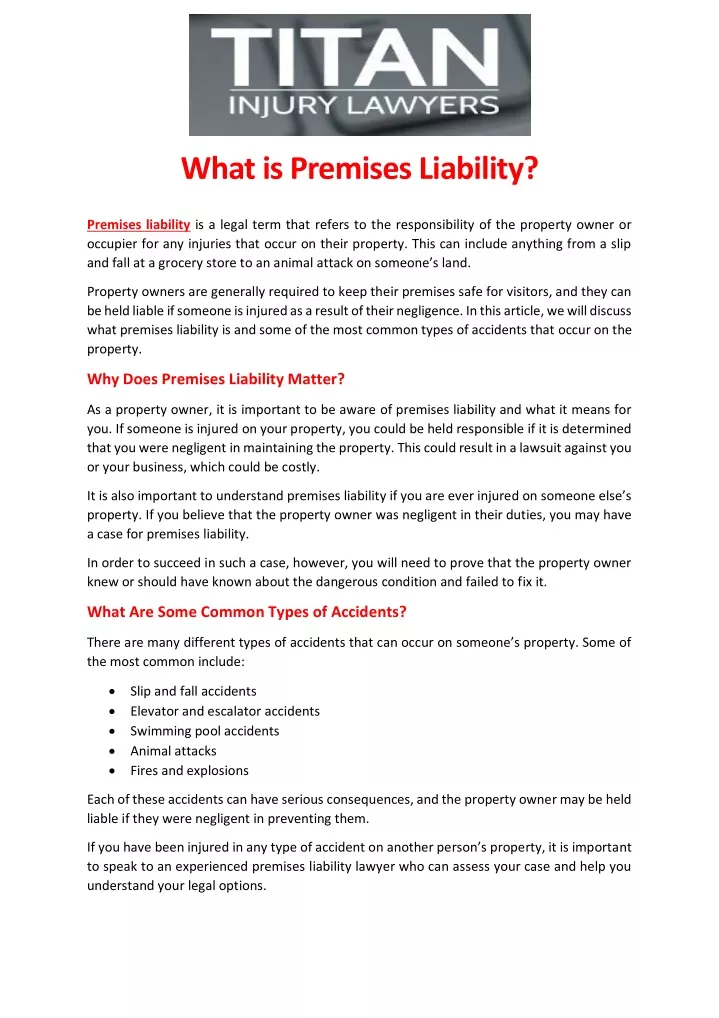 what is premises liability