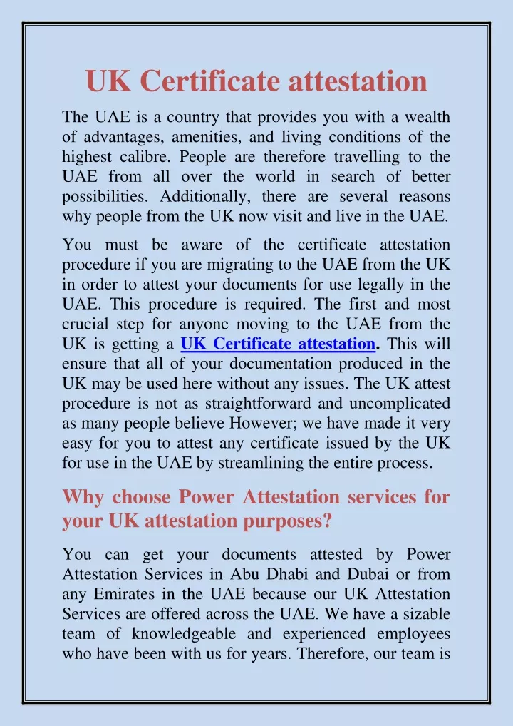 uk certificate attestation the uae is a country