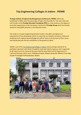 Top Engineering Colleges in Indore