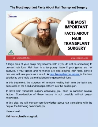 The Most Important Facts About Hair Transplant Surgery