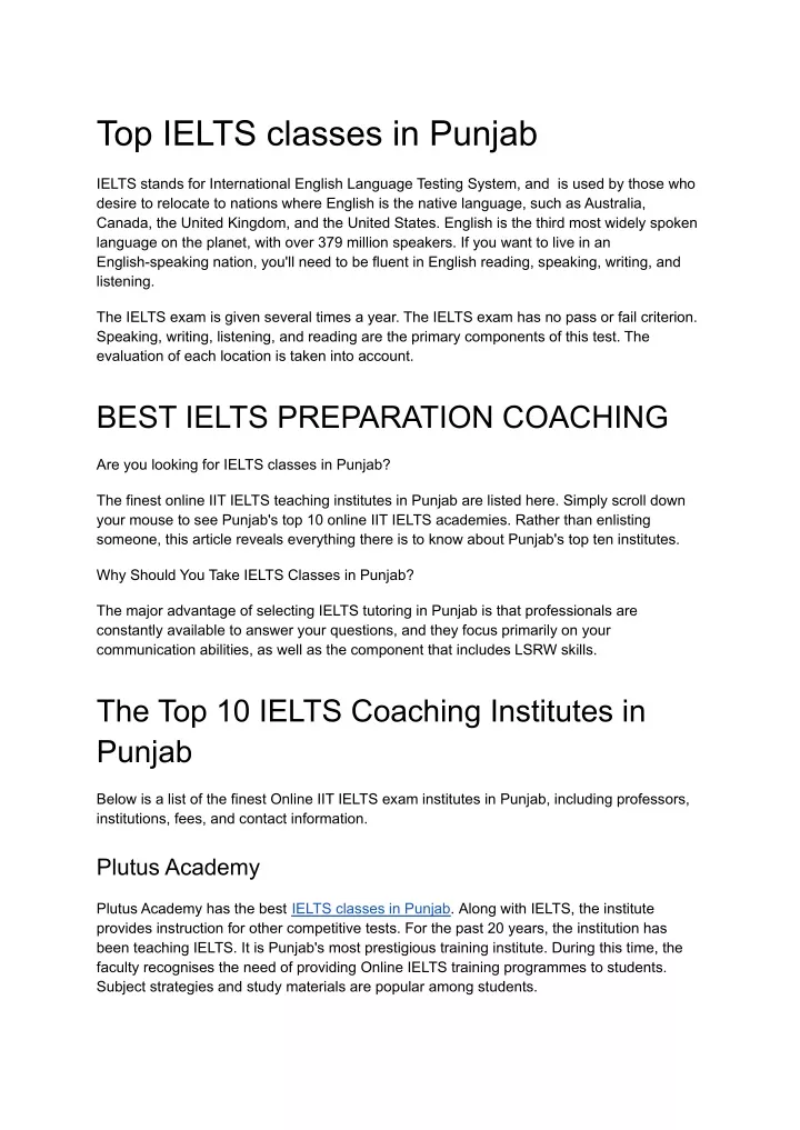 top ielts classes in punjab