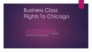 Business Class Flights To Chicago