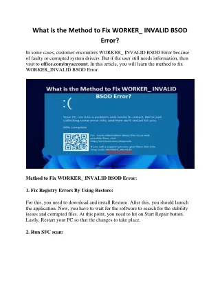 what is the method to fix worker invalid bsod